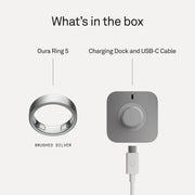 Oura Ring 5 Health & Fitness Tracker Smart Ring, Brushed Silver